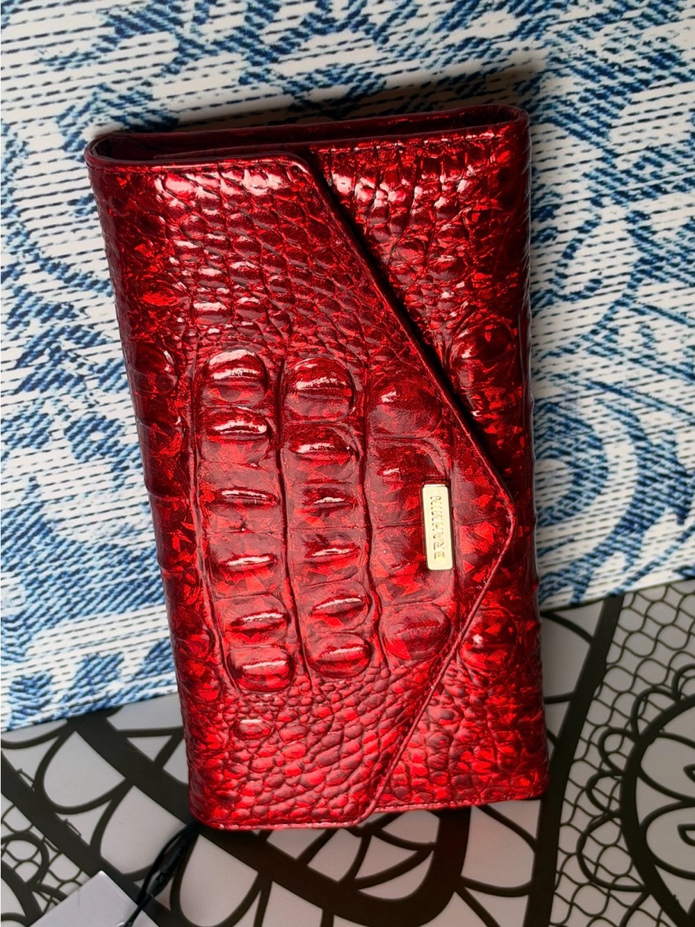 FIRM HTF BRAHMIN VERONICA RED OPAL WALLET LEATHER FIERY GLOW NWT